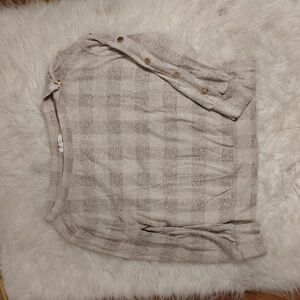 Maurices Plaid Tan Sweater with Button Detail